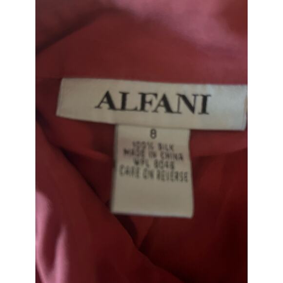 Alfani 100% silk button up‎ blouse 8 burnt orange Fall work classic dressing - Picture 4 of 4